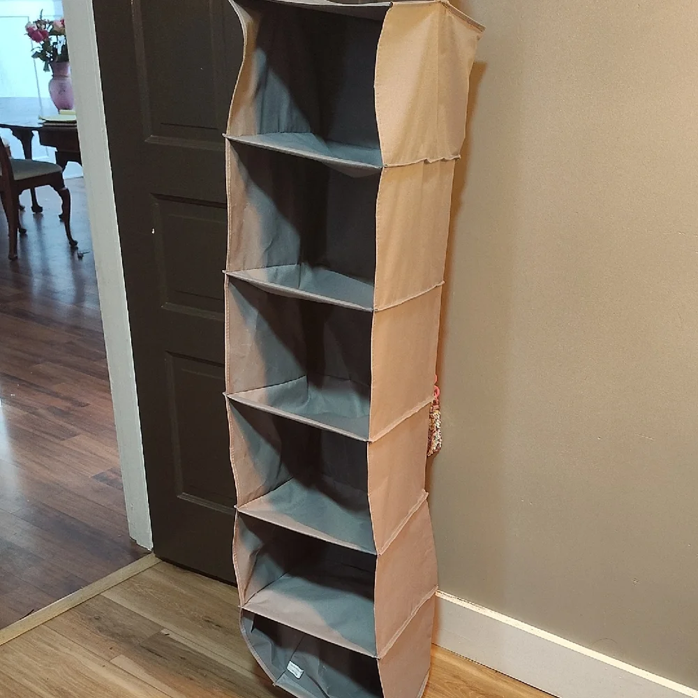 Hanging Closet Organizer in Tan and Gray